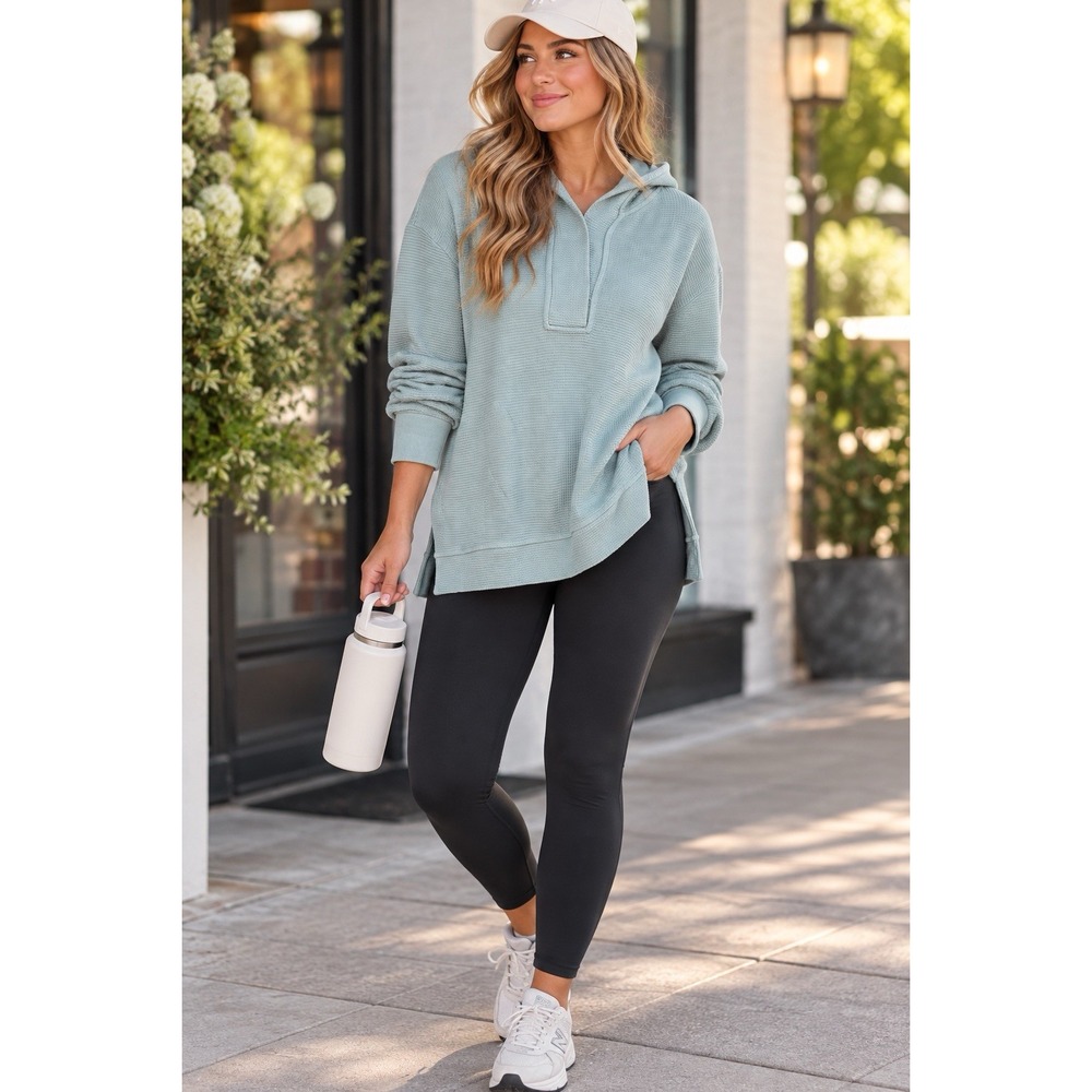 Athleta Women's Coaster Luxe Waffle Hoodie Sage Green XS Athletic Sporty Casual